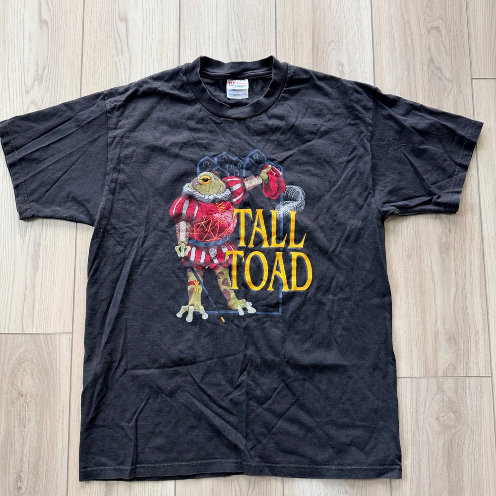 1990s Vintage Hanes Tall Toad T Shirt Mens Large Black Graphic Renaissance Frog
